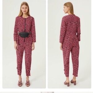 Rebecca Minkoff Floral Orange Red & Black Print Jumpsuit Size 10
